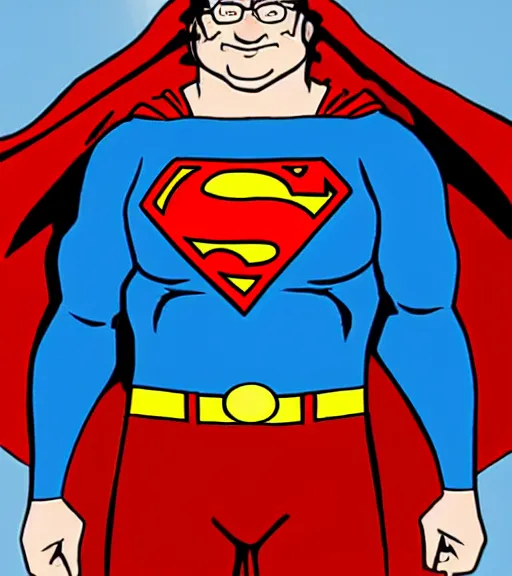 Image similar to gabe newell as a superman, soft light, blue, red