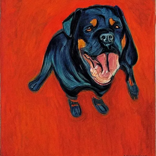 Image similar to rottweiler as the scream by edvard munch