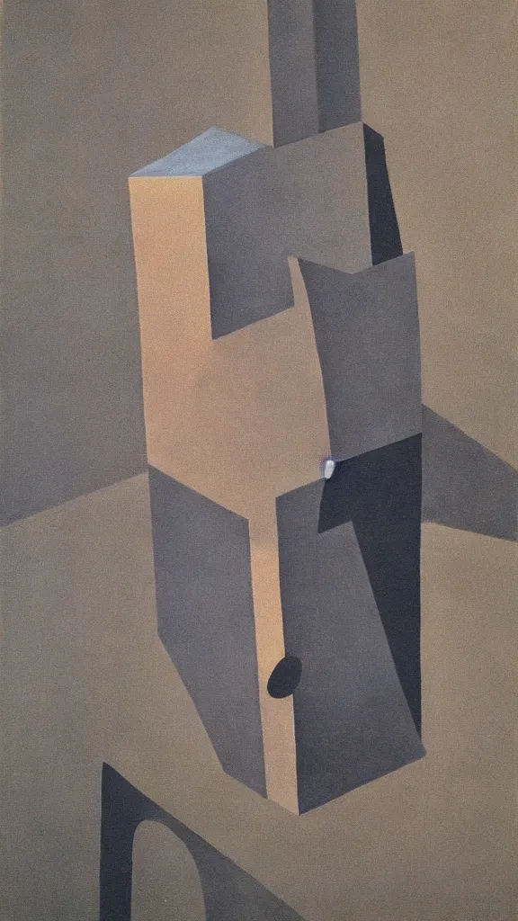 Image similar to abstract primitivism minimalism art painting, lines, forms, shapes, in style of rene magritte