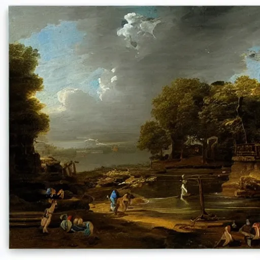 Image similar to a painting of Pikachu by claude lorrain