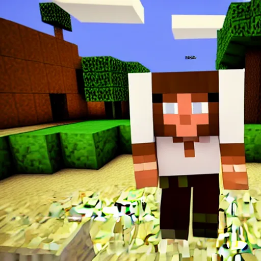 Image similar to quentin tarantino in the video game minecraft