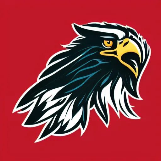 Image similar to concept cell shaded logo. eagle. Red background.