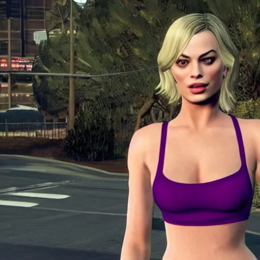 Prompt: Margot Robbie in gta v