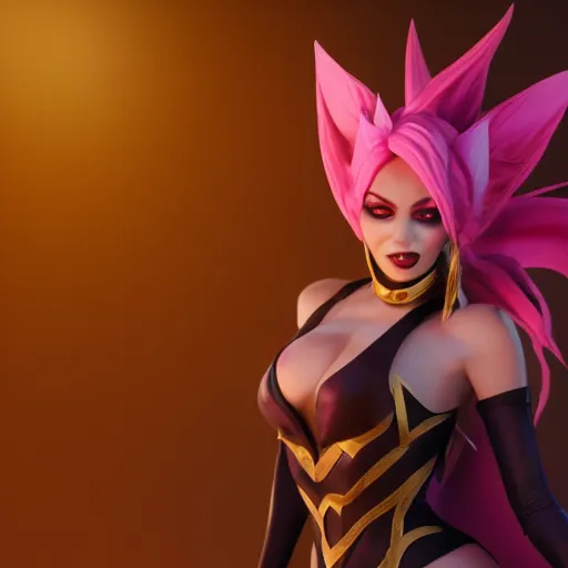 Image similar to still of pretty Xayah (League of Legends) in KDA More music video. 3d render, octane render, game art, realistic, highly detailed, trending on artstation, 4k, trending on artstation, pixar, cgsociety, unreal engine 5, redshift render, trending on artstation, blender, behance, cg