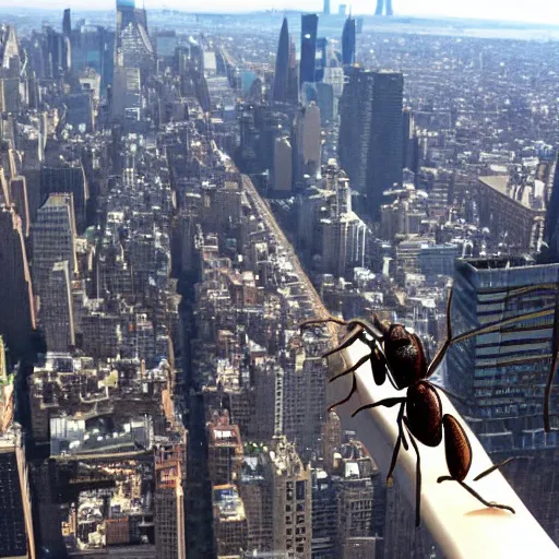 Image similar to a giant ant climbing the empire state