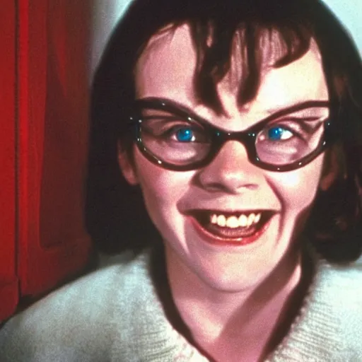 Image similar to movie still photo of Velma Dinkley as Jack Torrance in The Shining