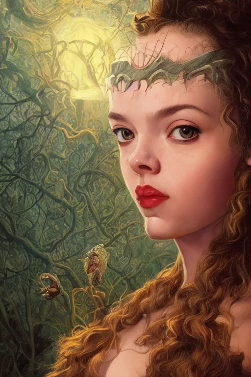 Image similar to A fantasy comic book style portrait painting of Anya Taylor-Joy, hybrid, Sophia Loren, as an Atlantean Reptilian Warrior, François Boucher, Oil Painting, Mystical Valkyrie, unreal 5, DAZ, hyperrealistic, octane render, Regal, Refined, Detailed Digital Art, RPG portrait, William-Adolphe Bouguereau, Michael Cheval, Walt Disney (1937), Steampunk, dynamic lighting, Highly Detailed, Cinematic Lighting, Unreal Engine, 8k, HD