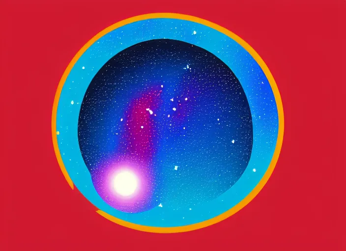 Prompt: a minimalistic sticker illustration of a galaxy, minimalism, artstation, 4 k