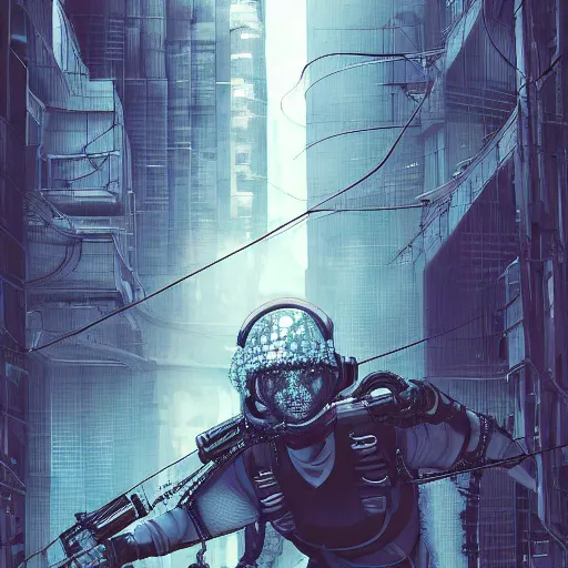 Image similar to cyberpunk Octopus, Industrial Scifi, detailed illustration, techwear, character portrait, by Martin Grip and Moebius