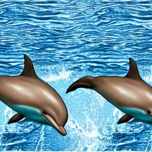 Prompt: Stereogram of two dolphins