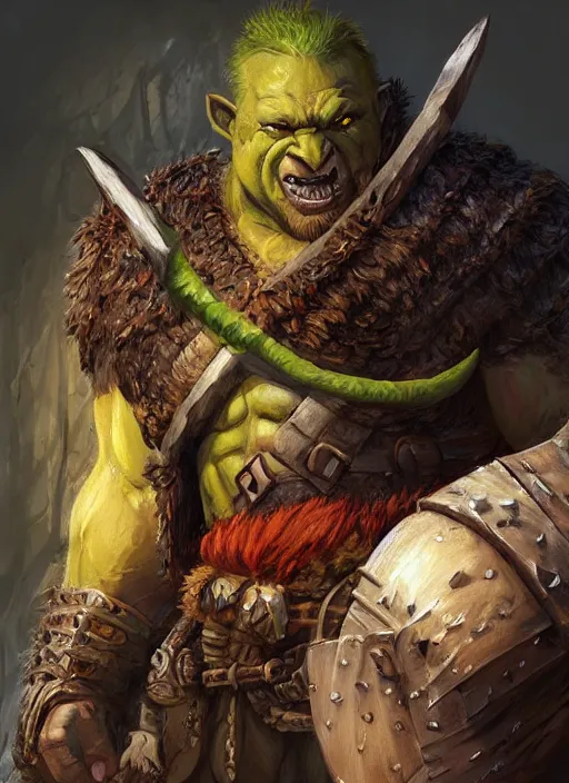 Prompt: orc barbarian, ultra detailed fantasy, dndbeyond, bright, colourful, realistic, dnd character portrait, full body, pathfinder, pinterest, art by ralph horsley, dnd, rpg, lotr game design fanart by concept art, behance hd, artstation, deviantart, hdr render in unreal engine 5