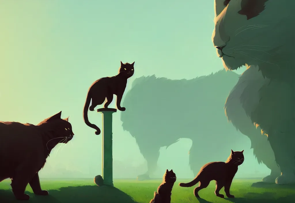 Image similar to portrait of joe biden and giant cat standing together, fantasy, by atey ghailan, by greg rutkowski, by greg tocchini, by james gilleard, by joe gb fenton, dynamic lighting, gradient light green, brown, blonde cream, salad and white colors in scheme, grunge aesthetic