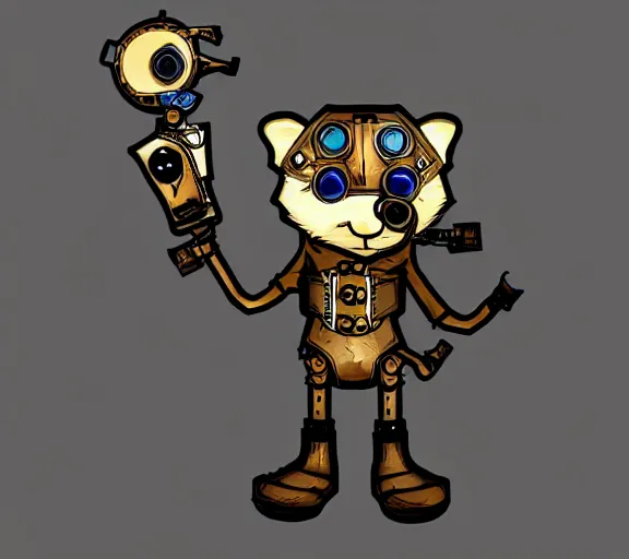 Prompt: steampunk ferret - shaped mech, steampunk bioshock - inspired borderlands - inspired ferret - shaped robot