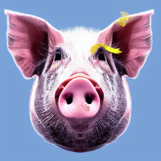 Prompt: profile photo of a cool pig with lipstick