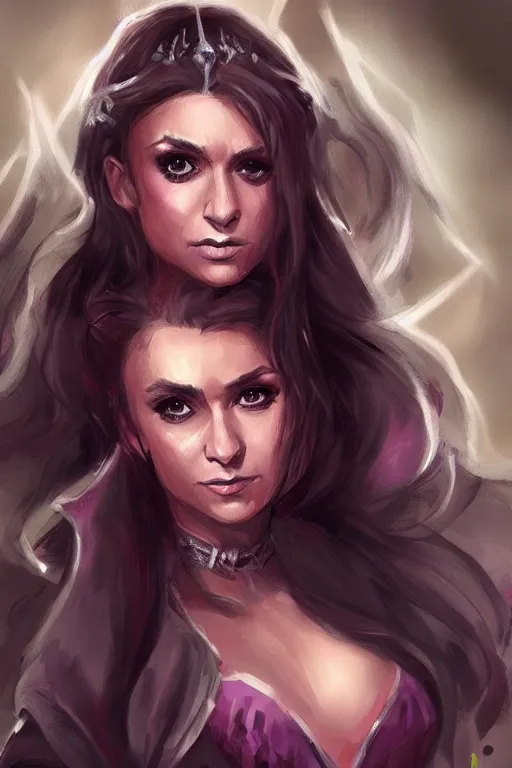 Prompt: nina dobrev portrait as a dnd character fantasy art.