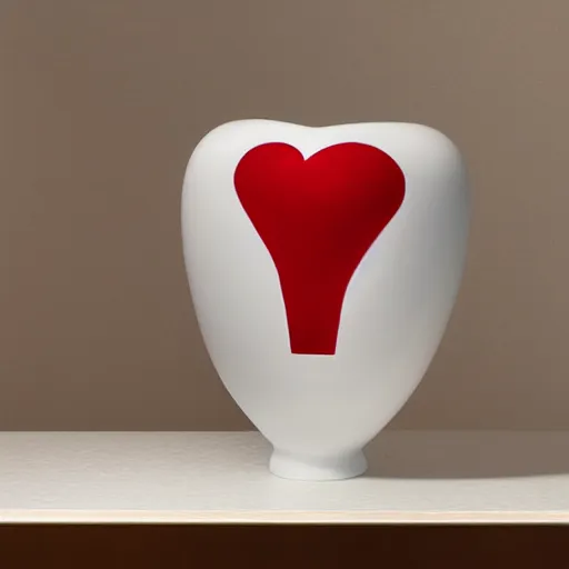 Image similar to a vase in the shape of a heart with red accents designed by versace