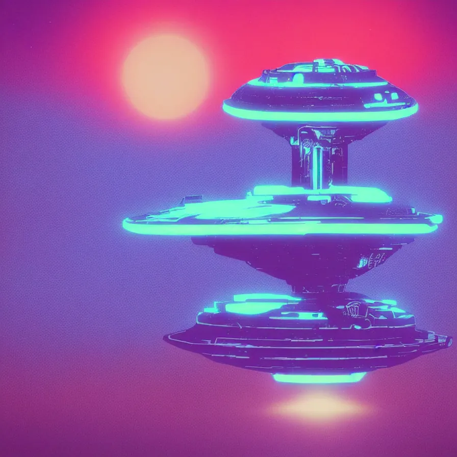 Prompt: a ufo, retrowave art