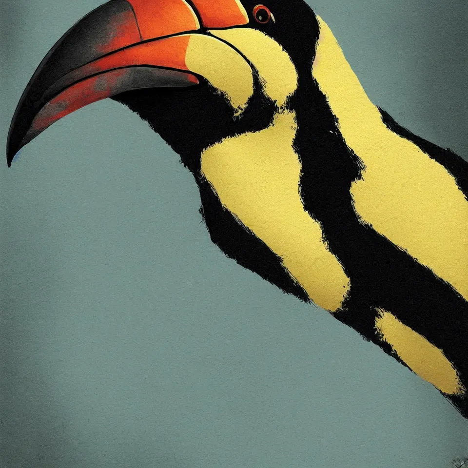 Image similar to portrait of a toucan, digital painting, digital art, beautiful, cinematic, 4 k, ultra hd, art by ben templesmith, dynamic lighting