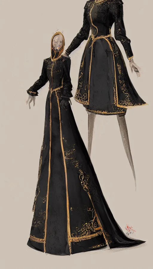 Prompt: concept art of beutiful eastern black dress, ultrareallistic, 4k