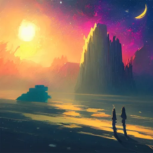 Image similar to eisberg floating in space, by anato finnstark, by alena aenami, by john harris, by ross tran, by wlop, by andreas rocha