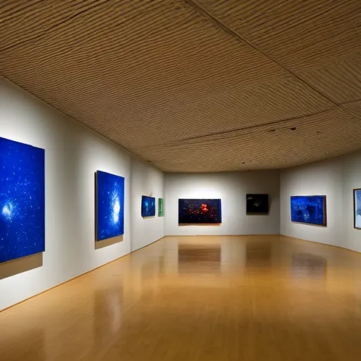 Prompt: Liminal space in outer space, art museum