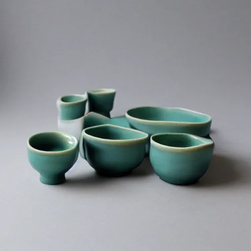 Image similar to ceramic set designed by kemgo kuma