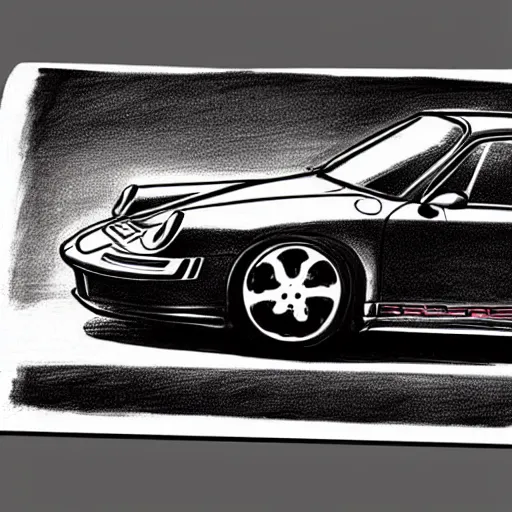 Image similar to A hand drawn sketch of a Porsche 911