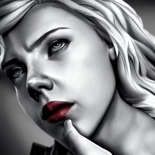 Image similar to scarlett johansson portrait, borderlands, tales from the borderlands, the wolf among us, comic, cinematic lighting, studio quality, 8 k