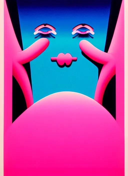 Image similar to kissing pink by shusei nagaoka, kaws, david rudnick, airbrush on canvas, pastell colours, cell shaded!!!, 8 k