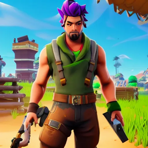 Image similar to joseph joestar in fortnite, character render, full body shot, highly detailed, in game render