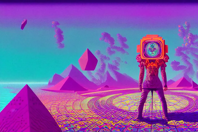 Prompt: muted vaporwave unreal ombre, sharp focus, strong lighting, clean lines, geometric iridescent repetitive voxel pattern floral oracle of skullpunk tarot card by simon stalenhag marvin mattelson cesar santos jean auguste jean ingres david wilkie eugene delacroix john frederick lewis vasily vereshchagin facial vibrant marker intricate illustrated unreal engine