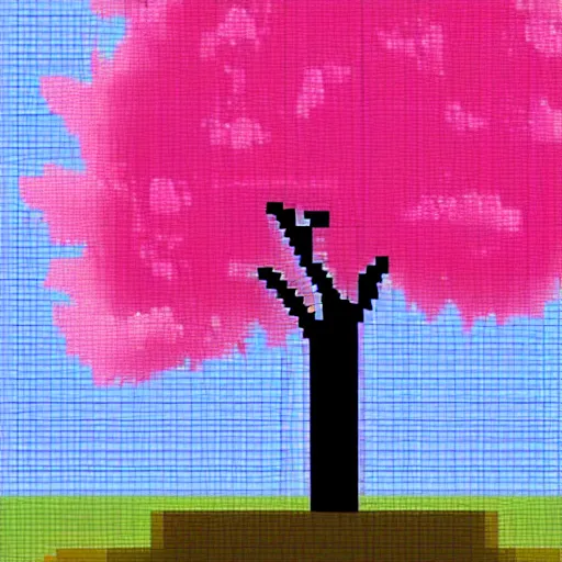 Image similar to sakura tree landscape, 8 bit style