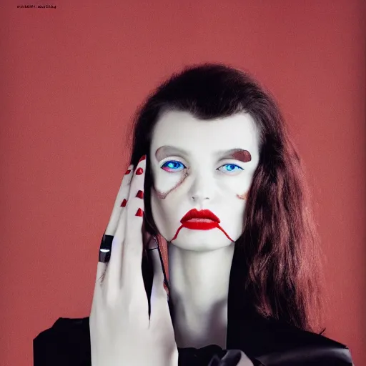Image similar to portrait photograph of Satan, editorial story, Vogue Italy, editorial photography