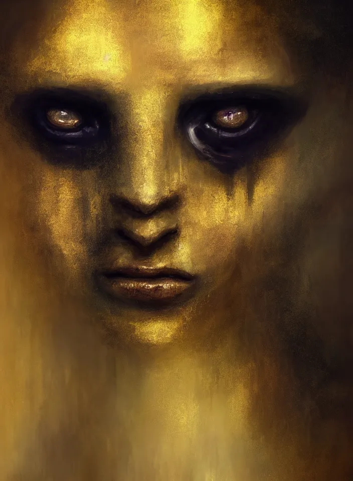 Image similar to a closeup portrait of creature that invokes fear, d & d, fantasy setting, ancient egypt environment, serene colors, soft lighting, atmospheric, cinematic, moody, in the style of diego koi, gina heyer, luiz escanuela, art by alyssa monk, depth, hyperrealism, rule of thirds, golden ratio, oil on canvas, 8 k