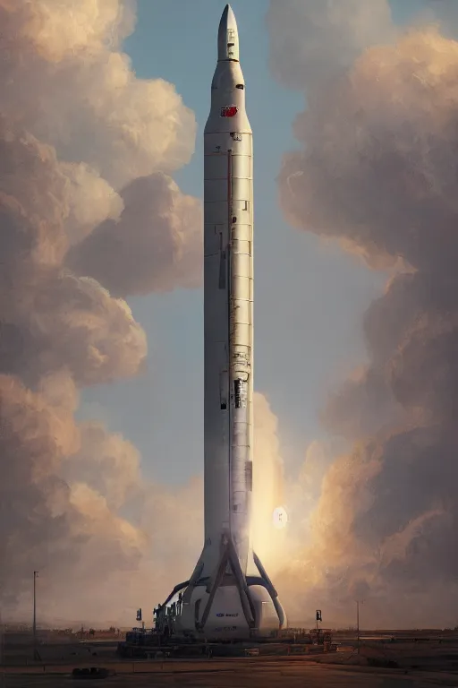 Prompt: a Saturn V rocket on the launch pad, intricate, elegant, volumetric lighting, scenery, digital painting, highly detailed, artstation, sharp focus, illustration, concept art,ruan jia, steve mccurry