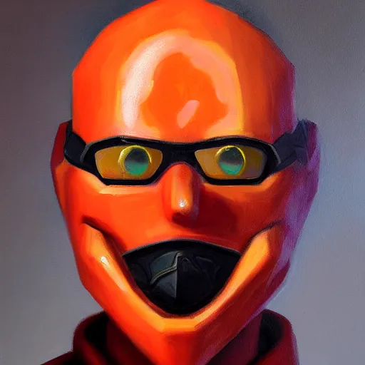 Prompt: pyro from team fortress 2, portrait, oil painting, high detail