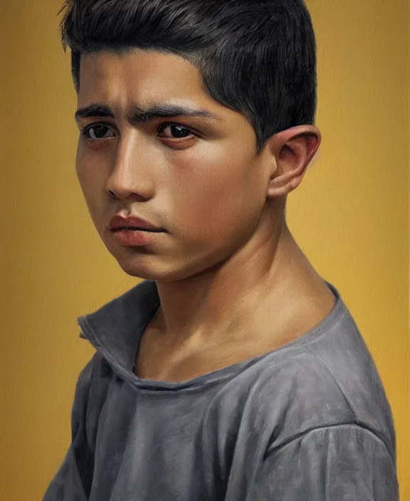 Image similar to heroic portrait of a handsome young mexican prisoner art by denys tsiperko and bogdan rezunenko, hyperrealism