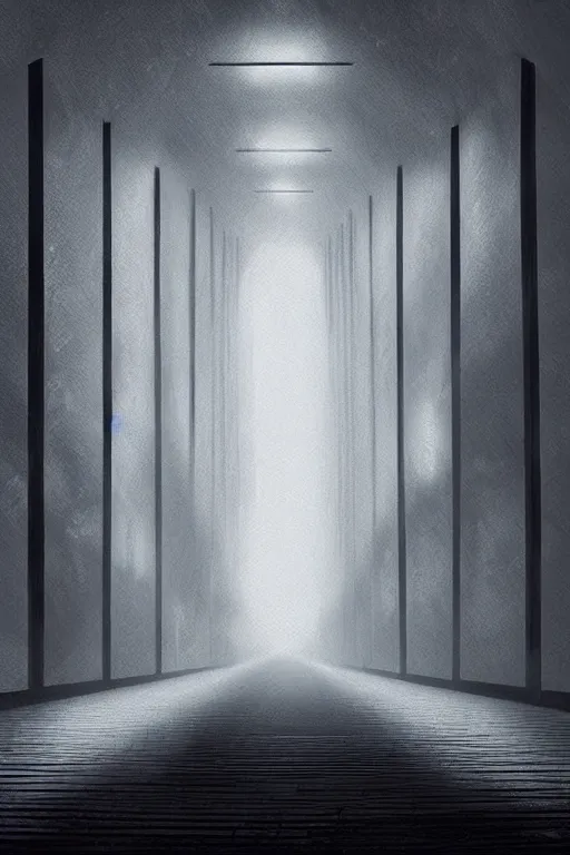 Prompt: a matte painting gothic hallway dreary spooky by, alena aenami