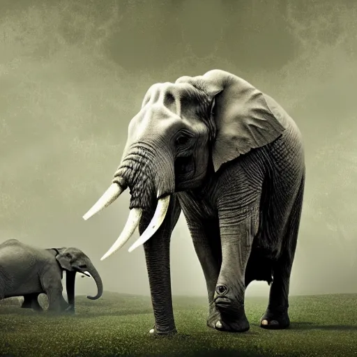 Image similar to an elephant's dream, dreamlike, fantasy,