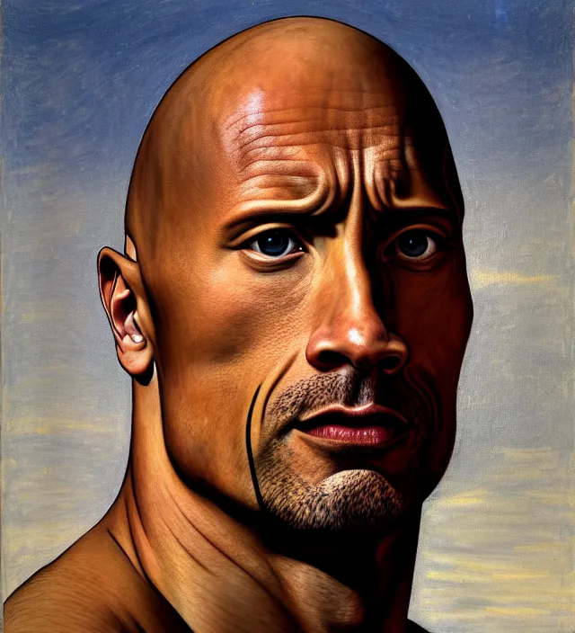 Image similar to portrait of Dwayne Johnson,(((head as a rock)))