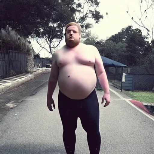 Image similar to a photo of an exciting white male that's overweight. there's something about him woman are attracted to. he is in a music video.