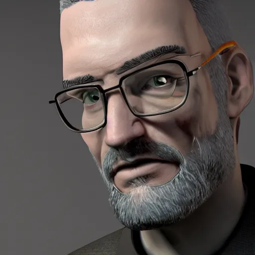 Image similar to gordon freeman portrait, v - ray, ray tracing, global illumination, octane render