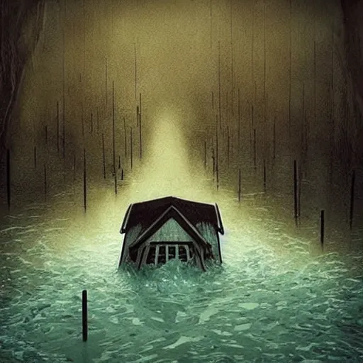 Image similar to Flooded Liminal Spaces trending on /r/creepy