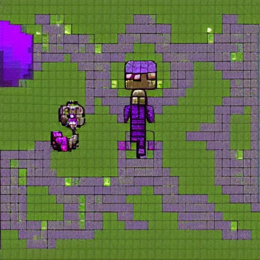 Prompt: terraria driad character but purple instead of green