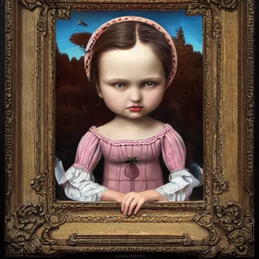 Prompt: simple folk art, lowbrow, matte painting, 3 - d highly detailed, in the style of mark ryden,