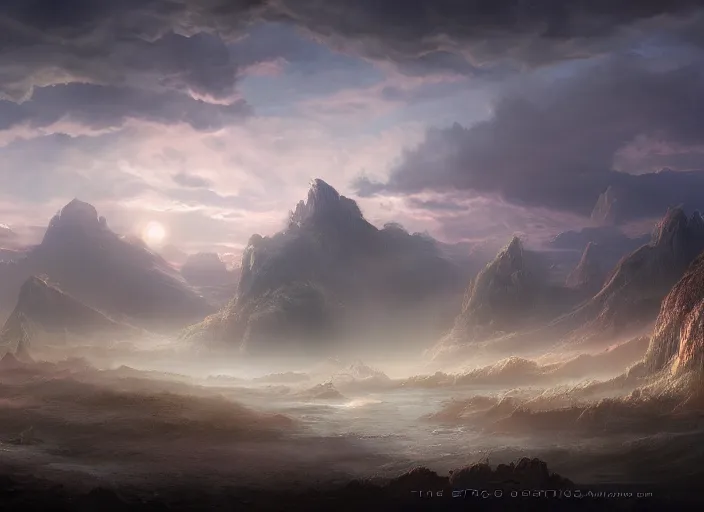 Image similar to The esoteric dreamscape by Dan Luvisi, trending on Artstation, matte painting, vast landscape
