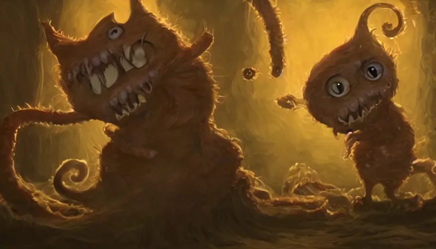 Image similar to garfield the cat as an eldritch monster, body horror, cinematic lighting, dark aesthetic