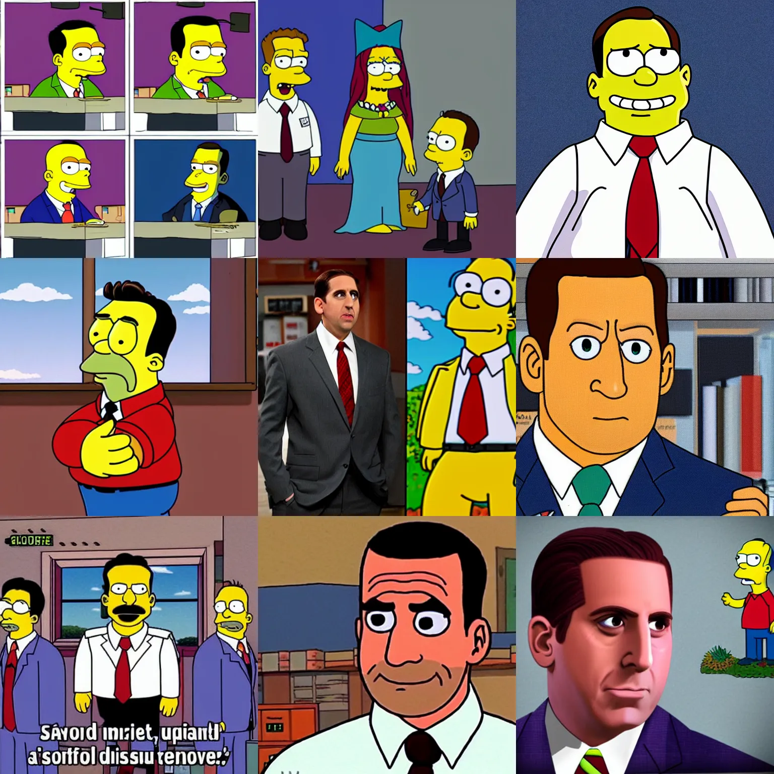 Prompt: michael scott as a simpsons character, high definition