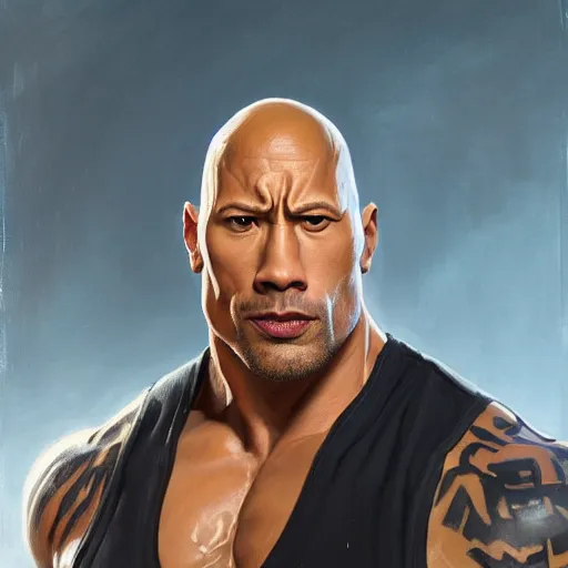 Image similar to greg manchess portrait painting of fully armored foundation aka dwayne the rock johnson from fortnite as overwatch character, medium shot, asymmetrical, profile picture, organic painting, sunny day, matte painting, bold shapes, hard edges, street art, trending on artstation, by huang guangjian, gil elvgren, ruan jia, greg rutkowski, gaston bussiere