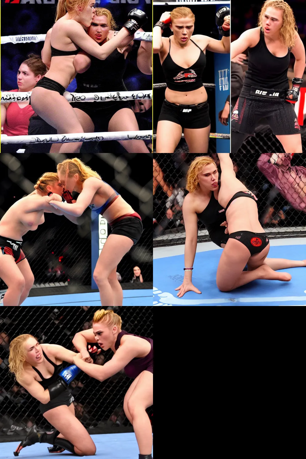 Prompt: scarlett johansson beating up ronda ronda rousey